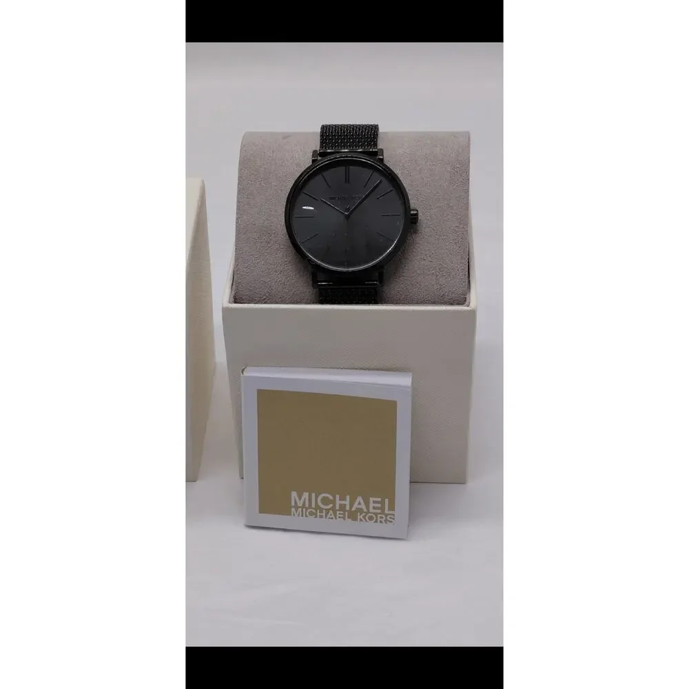 $225 NWT Michael Kors Mens Auden Watch Black Mesh Gift Stainless Steel 42mm